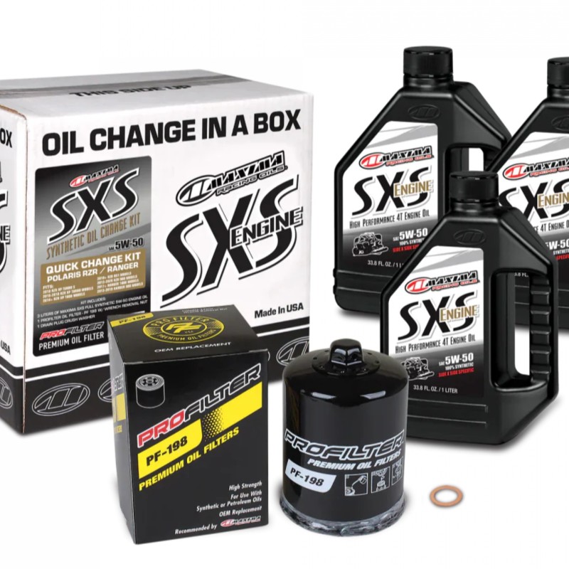 Maxima SxS QUICK CHANGE KIT 5W50 SYNTHETIC W/ BLACK FILTER - Fits all 2013+ Rangers, RZR, XP1000's (Non Turbos) Maxima SxS QUICK CHANGE KIT 5W50 SYNTHETIC W/ BLACK FILTER - Fits all 2013+ Rangers, RZR, XP1000's (Non Turbos)