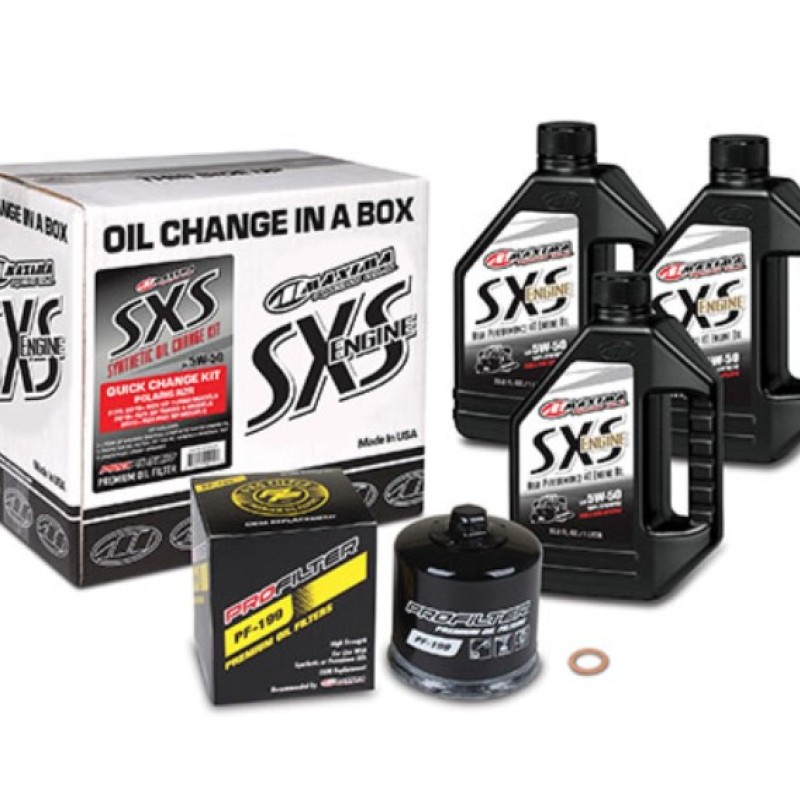 Maxima SXS QUICK CHANGE KIT 5W-50 SYNTHETIC W/ BLACK FILTER (Turbo Models)
